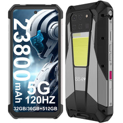 هاتف Unihertz Tank 3 Pro 8849 مع جهاز عرض 100 لومن 5G، ذاكرة وصول عشوائي (RAM) سعة 32 جيجابايت/36 جيجابايت، ذاكرة قراءة فقط (ROM) سعة 512 جيجابايت، بطارية 23800 مللي أمبير/ساعة، كاميرا 200 ميجابكسل، بلوتوث 5.3، NFC