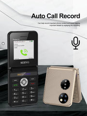 هاتف محمول SERVO Pocket S1 بأربع بطاقات SIM قابل للطي، اتصال سريع، GSM، صوت سحري، مصباح يدوي، تسجيل مكالمات، MP4، FM، نسيج، هواتف خلوية