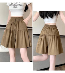 Ice Silk Thin Breathable Large Size Slimming Wide Leg Five-Quarter Pants Women Summer High Waist Qui Dry orts Casual Pant...