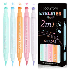 COOL STORY 5pcs Dual-ended Eyeliner Set Color Stamp Matte Long Lasting Quick Drying Waterproof Sweat Eyeliner