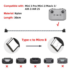 Data Cable OTG Remote Controller to Phone Tablet Connector USB TypeC IOS Extend for DJI MINI 4K/2/3 Pro/SE/Pro/Air/Mavic 2/3