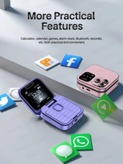 هاتف محمول جديد SERVO i16 Pro Max صغير الحجم قابل للطي، شبكة 4G، شريحتي اتصال، وضع الاستعداد، تسجيل المكالمات، اتصال سريع، FM، هاتف محمول صغير قابل للطي مقاس 1.77 بوصة