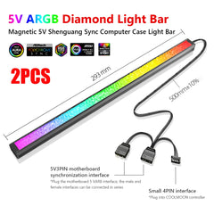 COOLMOON ARGB LED Strip Light 5V 3Pin/Small 4Pin Diamond Magnetic Colorful Atmosphere DIY Lamp Bar for PC Computer Case Chassis