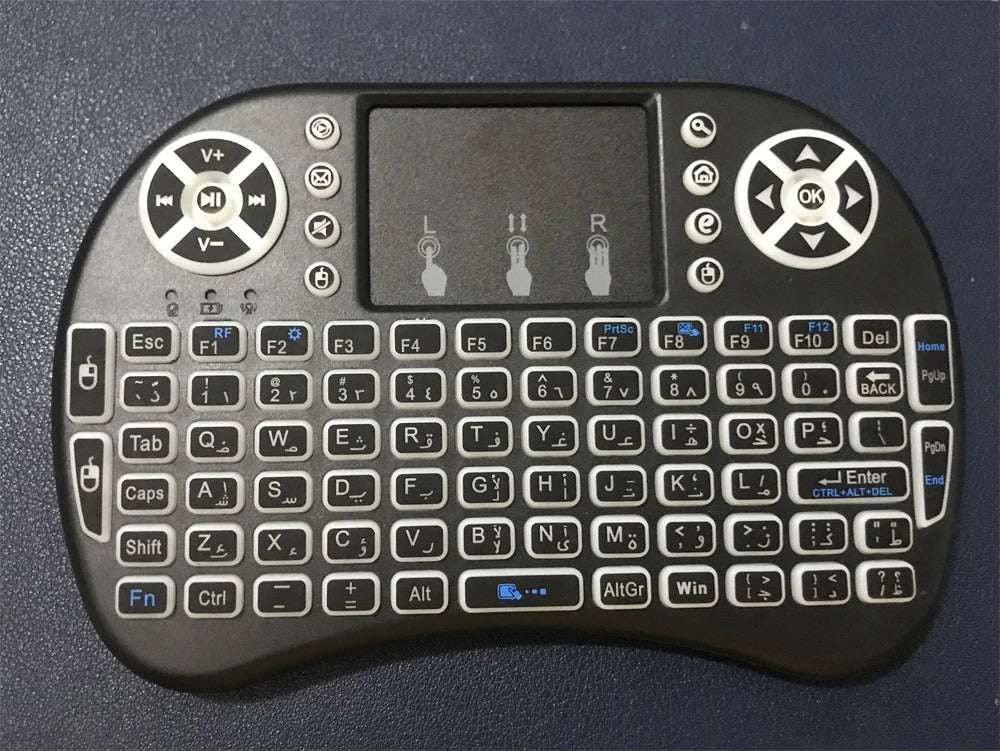 Backlight English Russian French Spanish Portugal Fly Air Mouse 2.4G Touchpad for Android TV Box PC I8 Mini Wireless Keyboard
