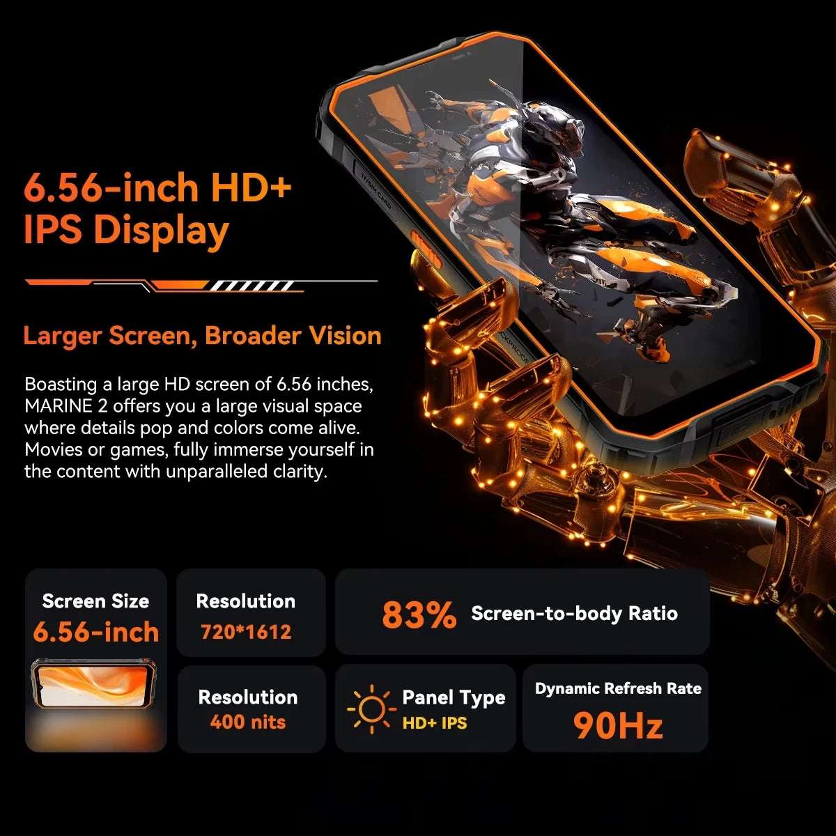 Blackview OSCAL Marine 2 Rugged Phone 8GB RAM 256GB Smartphone AI 11000mAh Battery 6.56 " HD+Display Unisoc T61 Android 15 NFC