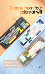 Wired Keyboard - Silent Red Switches, Ergonomic Design, Color-Blocked Keycaps, for Gaming/Office with Control Knob