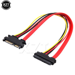 أحدث كابل SATA بطول 0.3 متر، 22 سنًا، ذكر إلى أنثى، 7+15، 22 سنًا، موصل تمديد كابل بيانات SATA تسلسلي ATA، موصل تمديد كابل الطاقة