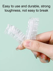 100PCS Disposable Waterproof Ear Covers for Hair Dye, Transparent Elastic Earmuffs Protective Plastic Wrap for Shower Salon