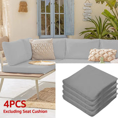 4Pcs Patio Cushion Cover 24×24in Waterproof Sofa Seat Cushion Covers Replacement Elastic Protector Minimalist Outdoor Cushion