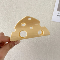 New Solid Color Acrylic Cheese Hair Clips Elegant Women Korean Style Hairpin Funny Food Shark Cawl Clip Girls Hair Accessories
