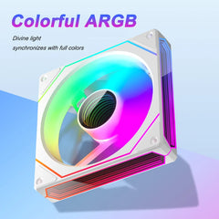 مروحة تبريد هادئة للكمبيوتر ZEZZIO PRISM 6 PRO 120 مم ARGB للتحكم في درجة الحرارة PWM 5 فولت 3 سنون مرآة لا متناهية ثلاثية الجوانب