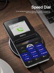 هاتف محمول SERVO Pocket S1 بأربع بطاقات SIM قابل للطي، اتصال سريع، GSM، صوت سحري، مصباح يدوي، تسجيل مكالمات، MP4، FM، نسيج، هواتف خلوية