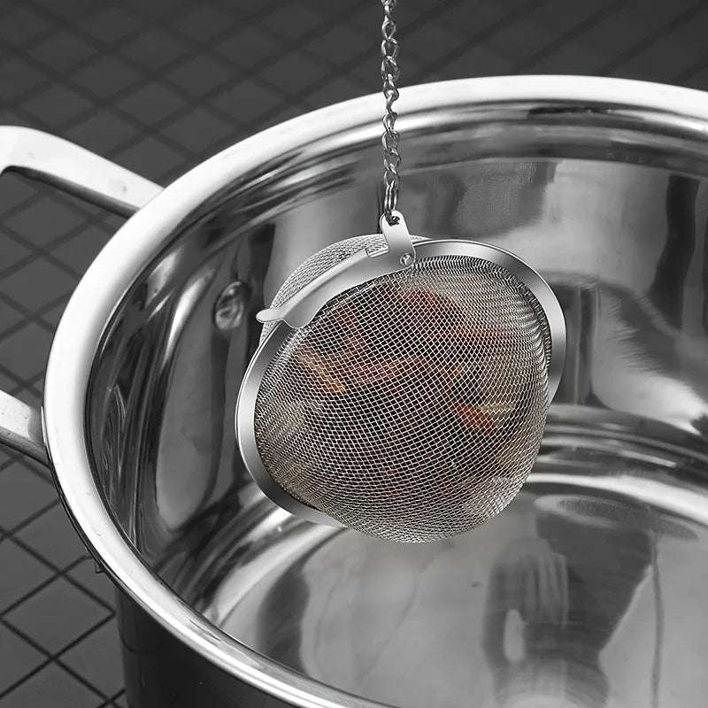 1PC/304 stainless steel flavored filter ball, tea filter ball, soup filter ball with extension chain hook