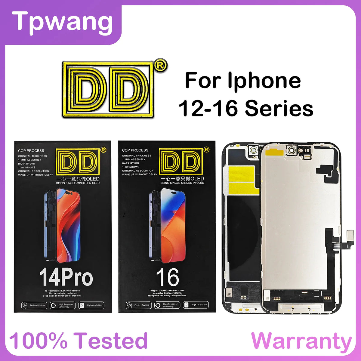 DD 16PM OLED Display For iPhone 13 13Pro 13Promax LCD Display Touch Screen Digitizer For XS MAX 14 14Plus 14Pro 15 16E Soft/Hard