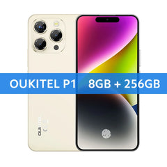 هاتف OUKITEL P1 الذكي بشاشة AMOLED مقاس 6.7 بوصة وذاكرة وصول عشوائي (8 جيجابايت) وذاكرة تخزين داخلية سعة 256 جيجابايت ونظام تشغيل MTK Helio G99 وأندرويد 14 الإصدار العالمي وكاميرا بدقة 50 ميجابكسل وبطارية 5150 مللي أمبير في الساعة وتقنية NFC