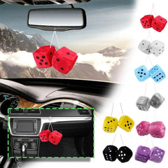 1Kit Fuzzy Plush Dice with Dots Retro Square Plush Hanging Mirror Fuzzy Dices Kid Toys For Pink Car Interior Ornament Decoration