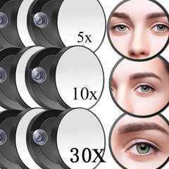 مجموعة مرآة مكبرة وملقط حواجب، مرايا مكياج مكبرة 30 مرة مع كوبين شفط وملقط وحواجب