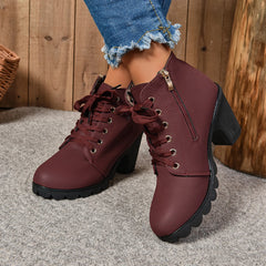 2024Women High Heel Ankle Boots Autumn Winter Booties Woman Fashion New Lady Shoes Brown Black Short Boot Female Botas De Mujer