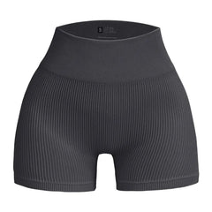 High-waisted Yoga Pant For Women, Designed To Lift And Shape, Tight-fitting With Solid Color And Ribbed Texture, Sports  Shorts