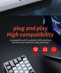 لوحة مفاتيح ميكانيكية للألعاب MUCAI MK61 بإضاءة خلفية RGB و61 مفتاحًا ومفتاح أحمر وكابل سلكي قابل للفصل وواجهة USB قابلة للتبديل السريع