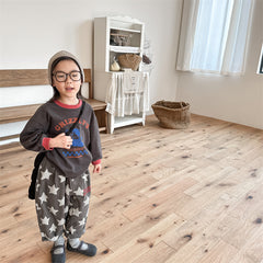 7030-1 Children Pants autumn boys and girls loose leg pants children harem cotton printed pants girl's pants