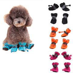 New 4pcs Pet Dog Shoes Anti-slip Rain Snow Boot Thick Warm For  Small Cats Dogs Puppy Dog Socks Booties