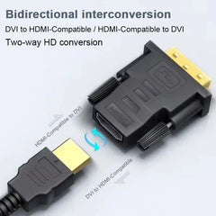 محول كابل متوافق مع DVI إلى HDMI بدقة 1080 بكسل، موصل DVI ذكر إلى أنثى ثنائي الاتجاه لجهاز عرض PS3، كمبيوتر محمول، صندوق تلفزيون