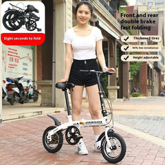 Cycling City Mini Folding Bicycle 12 Small Bike For Male And Female Students Portable Ultra Light Transmission Disc Brakes