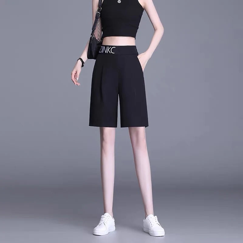 Ice Silk High Waist Loose Casual Wide Leg Pants Women's Seven-Foot Pants Summer New Korean Sle Loose Comfortable Trousers
