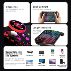 2.4G Wireless Keyboard with Touchpad RGB Backlit Keyboard Rechargeable Mini Keyboard Bluetooth 5.0 Keyboard for Android TV Box