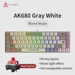 AJAZZ AK680 wired mechanical gaming keyboard double-pin keycap 68-key full-key hot-swappable mixed color lighting effect