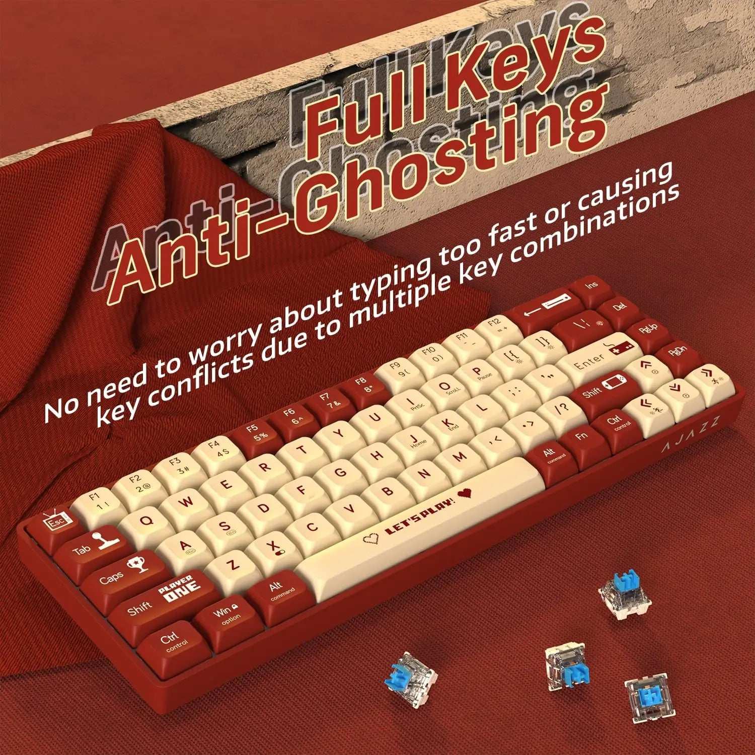 AJAZZ AK680 wired mechanical gaming keyboard double-pin keycap 68-key full-key hot-swappable mixed color lighting effect