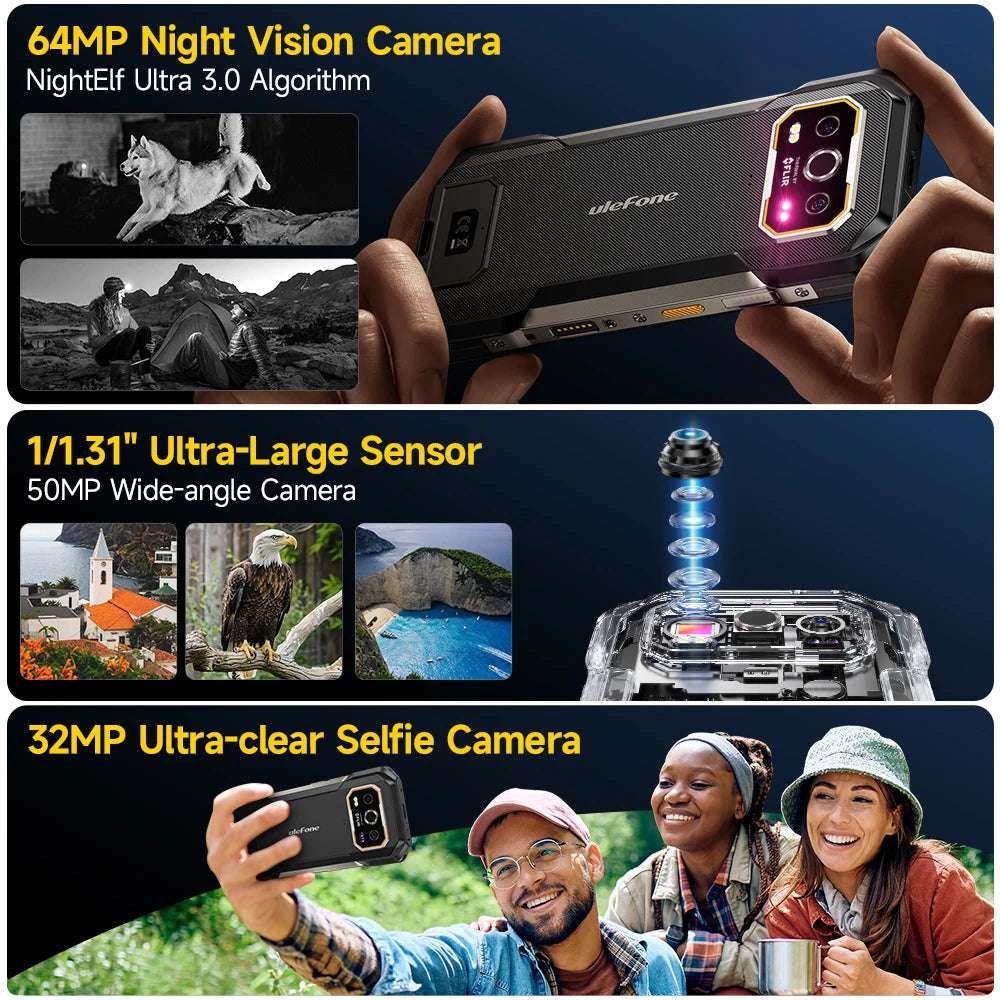 Ulefone Armor 27T 4G THERMAL BY FLIR® Rugged Phone 10600mAh Up to 24GB+256GB  6.78"FHD 120Hz Night Vision Android 14 Smartphone
