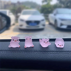 6pcs/set Cute pig cartoon Car Interior Decoration Car Doll Center Console Screen Decoration Cute Car Accessories for Women