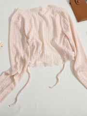 كارديجان دانتيل مفتوح من Sweet Lace للنساء، ملابس صيفية جديدة مع حزام، غطاء صغير، ملابس حماية من الشمس ومكيفات الهواء