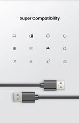 كابل NIERBO USB إلى USB من النوع A ذكر إلى ذكر Superspeed USB 2.0 من النوع A ذكر إلى النوع A ذكر كابل 24 / 28AWG بطول 1.5 متر و5 أقدام أسود