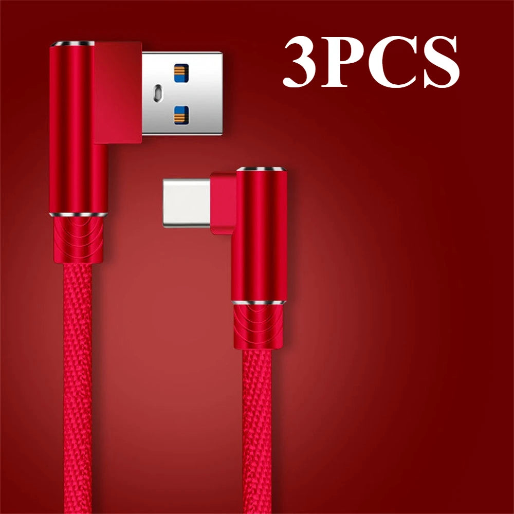 40W 5A USB To Type C Fast charge Weave Data Cable 90 Degree Phone Charger Cable For iPhone Xiaomi Redmi Huawei USB Charging Wire