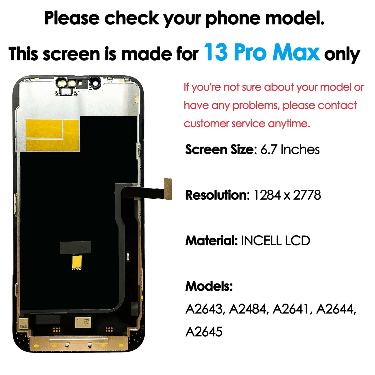 High quality AAA incell LCD For iPhone 13 Pro Max Display Touch 13 promax Screen Replacement Digitizer Assembly Repair parts