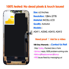 High quality AAA incell LCD For iPhone 12 Pro MAX Display Touch Screen Replacement Digitizer Assembly Repair parts Wholesale