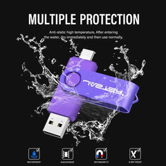 محرك أقراص فلاش USB من النوع C بسعة 128 جيجابايت وذاكرة تخزين 64 جيجابايت وسلسلة مفاتيح مجانية وذاكرة تخزين إبداعية هدية عمل باللون الأحمر وقرص U أزرق 32 جيجابايت