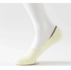 5 Pairs of WOMEN'S Solid Color Invisible Socks, Cotton Silicone Anti Slip Spring Ankle Socks, Casual Breathable Thin Boat Socks