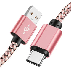 كابل بيانات نايلون شاحن سريع USB A إلى كابل شحن من النوع C لهاتف Huawei Samsung Android TypeC جهاز شحن 1 متر 2 متر 3 متر