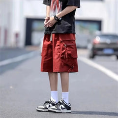 2024 Black Cool Cargo Shorts for Men and Women Couples Thin Loose Dopamine Sports Casual Korean Hip Hop Outwear Shorts Men