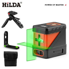 HILDA 2 Lines Laser Level Self Levelling Green Beams Laser Horizontal Vertical Cross Line Mini Laser Level