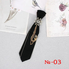 Hand Made Black Ribbon Tie Crystal Rhinestone Jewelry Men Shirts Hot New Girl Boys Collar Neck Ties School Uniform Women Necktie