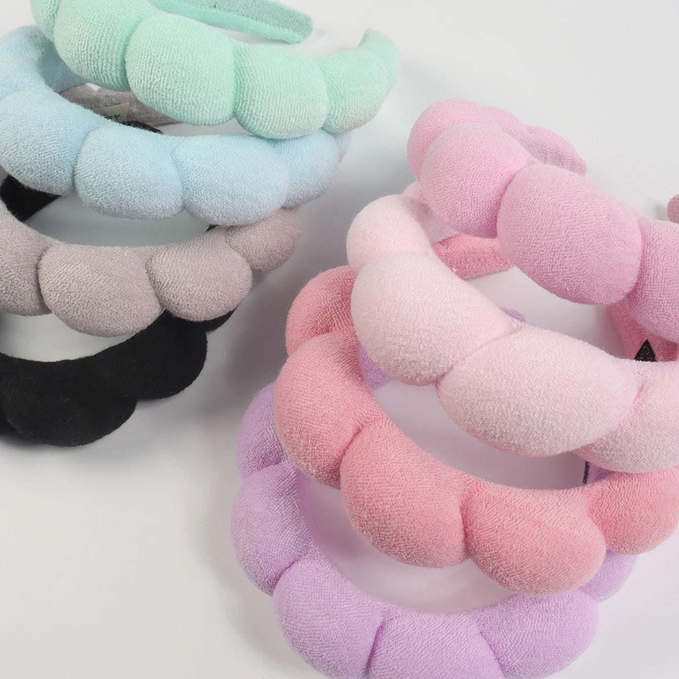 3 件套时尚 Microfiber Washing Wristbands Scrunchies Puffy Headband Spa Bubble Headband for Washing Face Makeup Shower Skincare