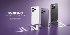 هاتف OUKITEL P1 الذكي فائق النحافة - Android 14 Helio G99 شاشة AMOLED مقاس 6.7 بوصة وتردد 120 هرتز وذاكرة وصول عشوائي (RAM) سعة 8 جيجابايت وذاكرة قراءة فقط (ROM) سعة 256 جيجابايت وكاميرا بدقة 50 ميجابكسل وبطارية 5150 مللي أمبير في الساعة وتقنية NFC