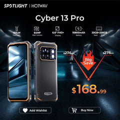 [World Premiere] HOTWAV Cyber 13 Pro 150LM Flashlight 20GB+256GB 6.6'' FHD+ 2K 10800mAh 20W Fast Charging 64MP Android 13 Global