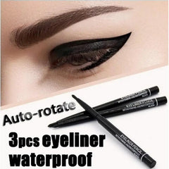 3pcs Late-model Women's Makeup Rotary Retractable Eyeliner Pencil Waterproof Eye Liner Pen