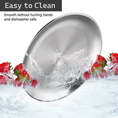20cm Round Metal Dish Camping Stainless Steel 304 Serving Dinner Plates 4 Pack with alleco cotton bag for BBQ, Snack, Salad